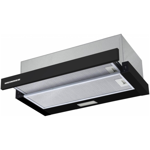 HOTE SI PLITE ELECTRICE - Hota incorporabila telescopica Heinner HTCH-F400BK, Putere de absorbtie 358.4 m3/h, 1 motor, Iluminare LED, 59.5 cm, Negru
