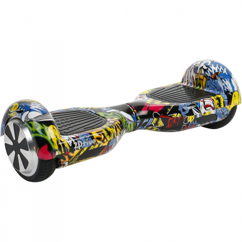 Hoverboard - Hoverboard 2Drive, roti 6.5", autonomie 15 km, viteza 10 km/h, putere motoare 500W (2 x 250), Bluetooth, difuzoare, geanta transport inclusa, Grafitti albastru