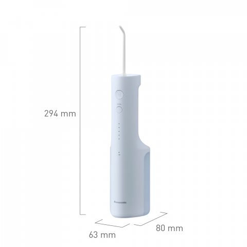 Irigator bucal Panasonic EW-DJ26-A303, aprox. 590kPa presiune apa, 5 trepte de presiune, portabil, 2duze incluse, Capacitate rezervor 200ml, Albastru [2]