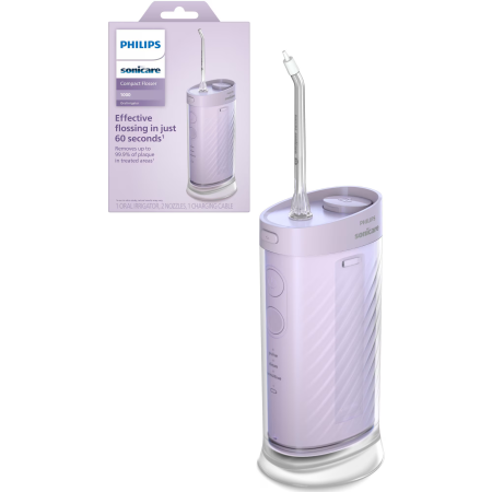 Igiena Orala - Irigator bucal tip dus bucal Philips Sonicare Seria 1000 HX3333/23, compact si portabil, rezervor pliabil de 200 ml, 3 moduri de curatare, contine 2 capete de curatare (1 capat Standard N1, 1 capat Co