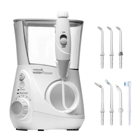 Igiena Orala - Irigator bucal Waterpik Profesional Aquarius WP-660, 7 capete curatare, 10 trepte presiune, Rezervor 650ml, Alb