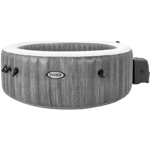 PISCINE - RESIGILATE - Jacuzzi gonflabil PureSpa Greywood Bubble Deluxe Intex 28440, D196xH71cm, PVC, 4 locuri, protectie baza, prelata acoperire si 2 tetiere premium din spuma