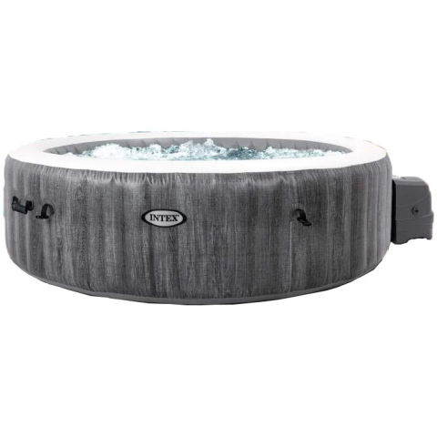 PISCINE - RESIGILATE - Jacuzzi gonflabil PureSpa Greywood Bubble Deluxe Intex 28442, D216xH71cm, PVC, 6 locuri, protectie baza, prelata acoperire si 2 tetiere premium din spuma