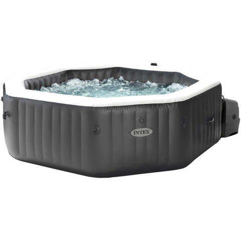 PISCINE - RESIGILATE - Jacuzzi gonflabil PureSpa Onyx Black Bubble Deluxe Intex 28458, D181xH71cm, PVC, 4 locuri, protectie baza, prelata acoperire si 2 tetiere gonflabile