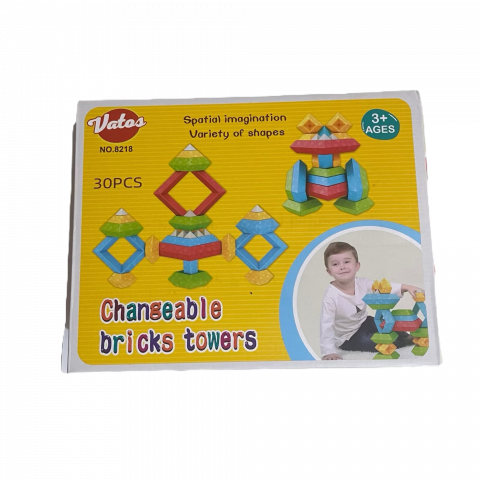 Jucarii - Joc de logica - Cuburile lui Pitagora, joc pentru dezvoltarea imaginatiei, 30 de piese, varsta 3+