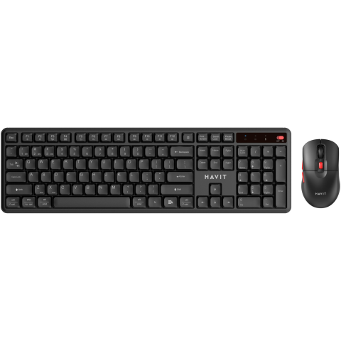CAMERE DE SUPRAVEGHERE - Kit tastatura si mouse office HAVIT KB261WB, US layout, Wireless 2.4Ghz/ 5.1 Bluetooth, Negru