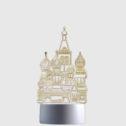 Articole Casa si Decoratiuni - Lampa 3D Castel Oriental 16 culori, cu telecomanda, Incarcare USB sau Baterii, 28 cm