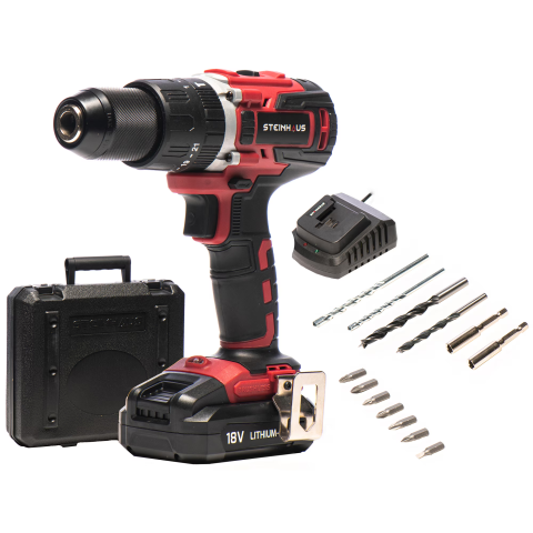 SCULE SI UNELTE ELECTRICE - RESIGILATE - Masina de gaurit si insurubat brushless cu percutie (bormasina) cu acumulator 18V 2.0Ah Li-Ion, Steinhaus PRO-CD18MX, 58Nm, 21 trepte torsiune, 2 trepte turatie 400/1800 RPM