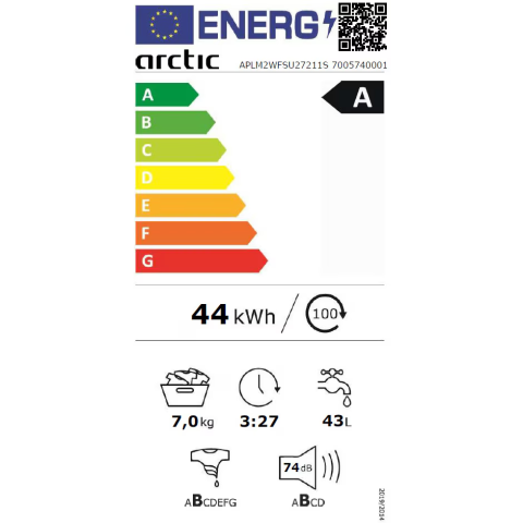 Masina de spalat rufe Arctic APLM2WFSU27211S, 7 Kg, 1200 RPM, Clasa A, Motor Silent Inverter, Recycled Tub, Steam, Child Lock, Add-In, Antracit [3]