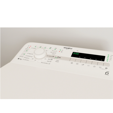 Masina de spalat rufe cu incarcare verticala Whirlpool TDLR6040SEU/N, 6 kg, 1000 RPM, Clasa C, Tehnologia Al 6-lea Simt, Display Digital, Alb [4]