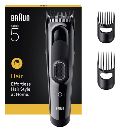 Masina De Tuns Braun Seria 5 HC5530, +3 Accesorii de tuns, Lama Ascutita Pe Toata Durata De Utilizare A Produsului, 17 Setari de lungime, Blocare a setarilor recente, Autonomie 50 Min, Rezistent la ap [1]
