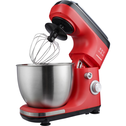 Mixer planetar cu bol Heinner HPM-600RD, 600W, Miscare eliptica, Bol inox 5l, Accesorii: tel inox, paleta si carlig din aluminiu turnat, Rosu/Negru [3]