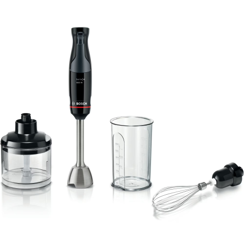 BLENDERE/MIXERE SI STORCATOARE - Mixer vertical Bosch ErgoMaster MSM4B621, 1000 W, cutit 4 lame si functie antisplash, picior mixare otel inoxidabil, tel din otel inoxidabil, pahar masurare, aparat de maruntit, negru/antracit