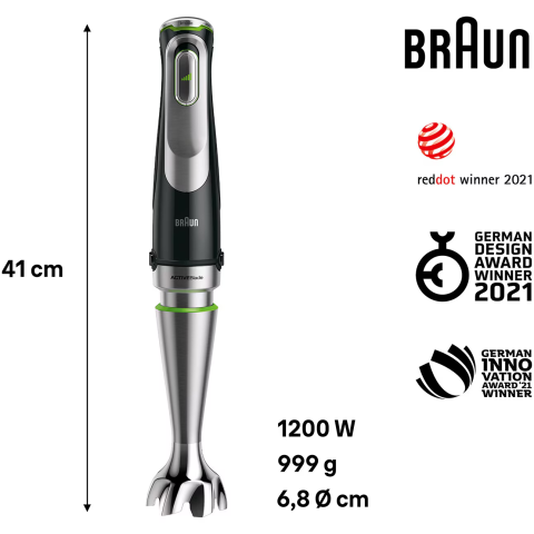 Mixer vertical Braun MQ9187XLI, 1200 W, viteza variabila SmartSpeed, Procesor alimente 2l, Tocator 500 ml, Accesoriu framantare, Accesorii feliere, Tel, Pahar gradat 600 ml, Negru [3]