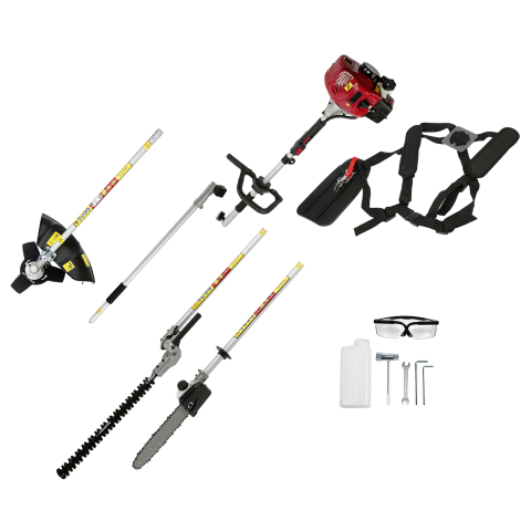 CURTE SI GRADINARIT - Motocoasa multifunctionala de gradina 4 in 1 Steinhaus PRO-MT430, drujba pentru crengi, trimmer gard viu, lama metalica si cap taiere fir nylon, 1350 W, 1.6 CP, 42.7 cc (RESIGILAT)