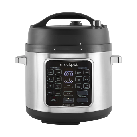 ELECTROCASNICE - RESIGILATE - Multicooker cu gatire sub presiune Crock-Pot Turbo Express CS062X, 5.6 l, control digital, gatire Sous Vide, 15 programe, 7 moduri de gatire, argintiu
