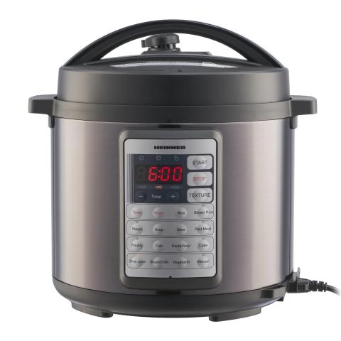 ELECTROCASNICE - RESIGILATE - Multicooker cu gatire sub presiune Heinner Alacarte 38BK HPCK-38BK, 1000W, 3.8L, 14 programe, gatire sub presiune, presiune maxima 80 kPa (0.8 bar), afisaj LED, Negru/Inox
