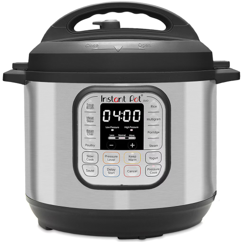ELECTROCASNICE - RESIGILATE - Multicooker cu gatire sub presiune Instant Pot Duo 8QT 113-0061-01-EU, 8L, 7 functii de gatire, 13 programe presetate, vas interior din o?el inoxidabil, argintiu/negru