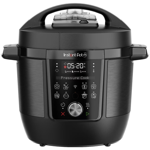 ELECTROCASNICE - RESIGILATE - Multicooker cu gatire sub presiune Instant Pot Plus Wi-FI cu aplicatie Instant Connect™ 112-2001-01-EU, 5.7L, 9 functii de gatire, vas interior din otel inoxidabil cu mânere EasyGrip, negru