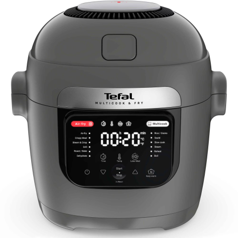 Multicooker inteligent Tefal Multicook & Fry MY731BF0, 1200W, capacitate vas ceramic antiaderent 6L, 12 programe automate, functie aer cald, functie pastrare la cald, temperatura reglabila, gri [1]