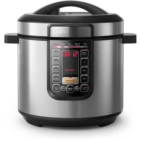 ELECTROCASNICE - RESIGILATE - Multicooker Philips HD2237/40 All-in-One, oala cu invelis ProCeramic+, 1300 W, 6L, 7 moduri de gatire sub presiune, functie de pastrare cald 12 ore, functie de gatit presetata, controlul timpului, 9 s