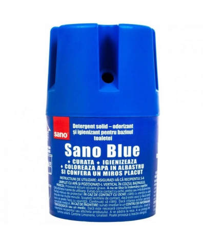 Baie si WC - Odorizant solid Sano pentru rezervorul toaletei, Albastru, 150g