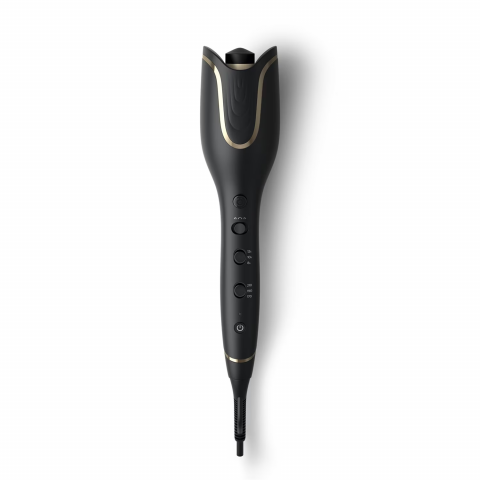 Ondulator automat Philips StyleCare Prestige BHB876/00, Invelis ceramic protector cu infuzie de cheratina, selector de temperatura: 210°C, 190°C, si 170°C, Sistem de ondulare inteligenta, Negru [1]
