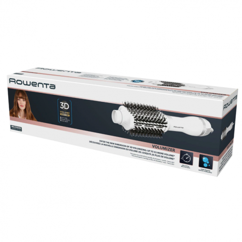 Perie cu aer cald Rowenta Volumizer CF6130F0, tehnologie 3D volume booster, perie ovala XL, 3 setari viteza/temperatura, alb/argintiu [2]
