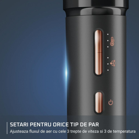 Perie multifunctionala cu aer cald Rowenta Air Shape UB9820E0, non-rotativa, invelis ceramic, generator de ioni, 3 trepte viteza/temperatura, concentrator, negru & bronz [5]