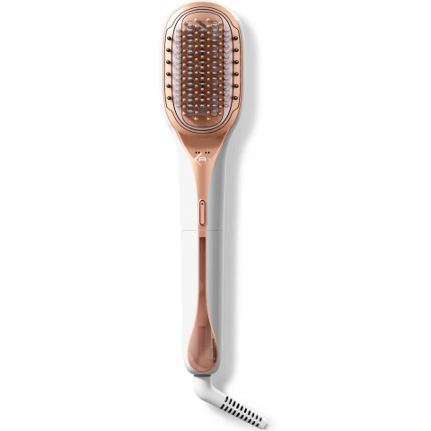Perie reparatoare cu abur Rowenta Hair Therapist™ CF9920F0, 165 W, timp incalzire 60 secunde, tehnologie Thermal Care, peri naturali, invelis Keratin, oprire automata, afisaj LED, alb [1]