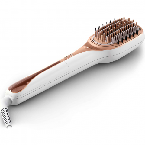 Articole Hair-Styling - Perie reparatoare cu abur Rowenta Hair Therapist™ CF9920F0, 165 W, timp incalzire 60 secunde, tehnologie Thermal Care, peri naturali, invelis Keratin, oprire automata, afisaj LED, alb