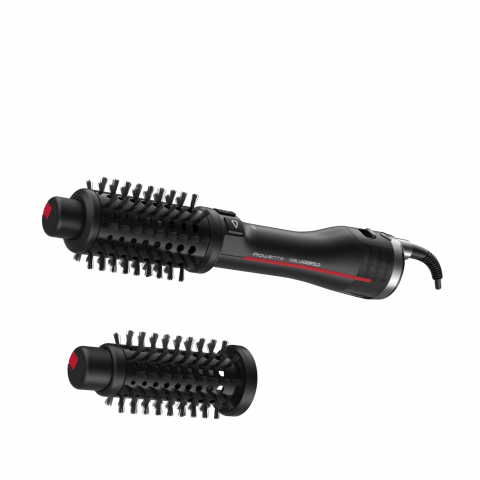Articole Hair-Styling - Perie rotativa cu aer cald Rowenta x Karl Lagerfeld Pro Stylist CF961LF0, 750W, tehnologie Pro Dual Motion, generator de ioni, invelis exclusiv Keratin & Glow, cablu 1.8m, negru&rosu