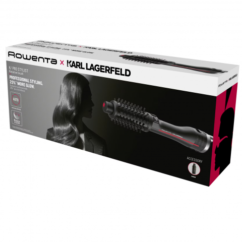 Perie rotativa cu aer cald Rowenta x Karl Lagerfeld Pro Stylist CF961LF0, 750W, tehnologie Pro Dual Motion, generator de ioni, invelis exclusiv Keratin & Glow, cablu 1.8m, negru&rosu [3]