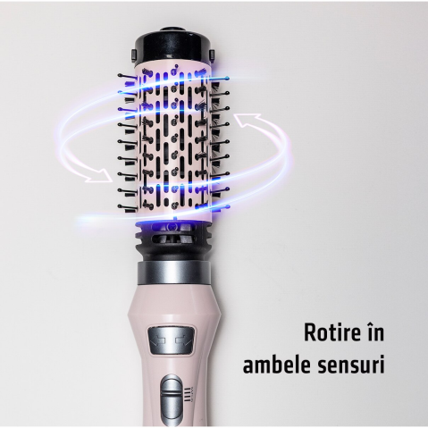 Perie rotativa Heinner HAB-R12RDC-PNK2, Motor DC, 1200 W, 2 trepte de putere, Invelis ceramic, Rotire in ambele sensuri, Accesorii: perie rotunda mare (50 mm), perie rotunda medie (40 mm), capac prote [3]