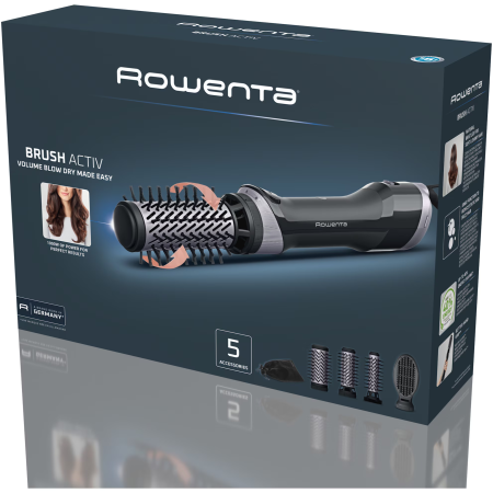Perie rotativa Rowenta Brush Activ' Premium Care CF9540F0, 1000W, 2 trepte, 2 viteze, ionizare, 2 perii, Cashmere Keratin, invelis ceramic, Roz [2]