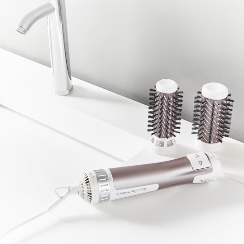 Perie rotativa Rowenta Brush Activ' Premium Care CF9540F0, 1000W, 2 trepte, 2 viteze, ionizare, 2 perii, Cashmere Keratin, invelis ceramic, Roz [3]