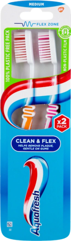 IGIENA ORALA - Periuță de dinţi Aquafresh Clean & Flex twin, 2 buc