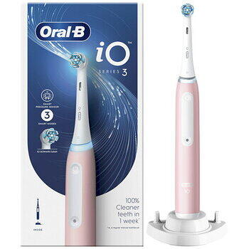 IGIENA ORALA - Periuta de dinti electrica Oral-B iO 3, cu Tehnologie Magnetica si Micro-Vibratii, Senzor de presiune Smart, 3 moduri, 1 capat, Trusa de calatorie, Roz