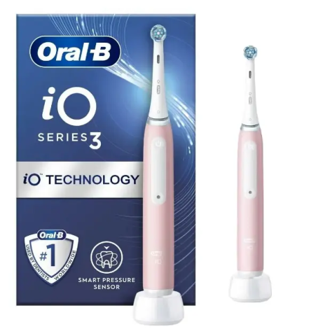 Periuta de dinti electrica Oral-B iO 3, cu Tehnologie Magnetica si Micro-Vibratii, Senzor de presiune Smart, 3 moduri, 1 capat, Trusa de calatorie, Roz [1]