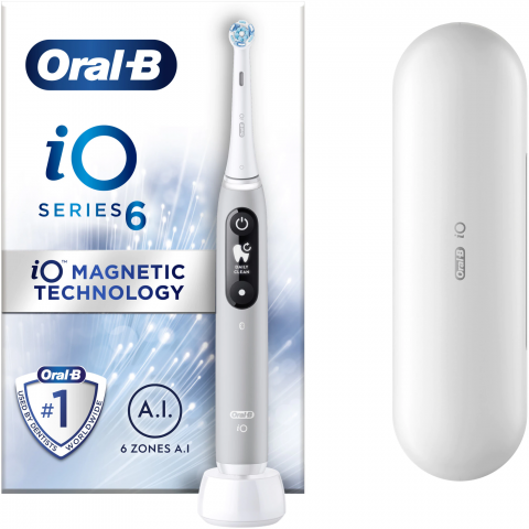 Periuta de dinti electrica Oral-B iO6 cu tehnologie magnetica si micro-vibratii, inteligenta artificiala, display led interactiv, senzor de presiune smart, timer vizibil, 5 moduri, 1 capat, trusa de c [0]