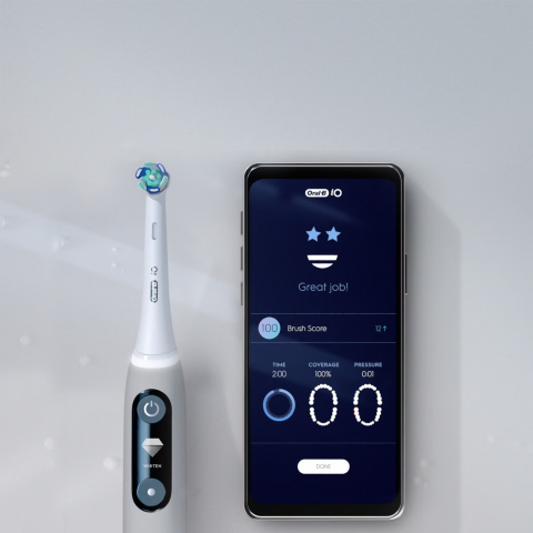 Periuta de dinti electrica Oral-B iO6 cu tehnologie magnetica si micro-vibratii, inteligenta artificiala, display led interactiv, senzor de presiune smart, timer vizibil, 5 moduri, 1 capat, trusa de c [5]