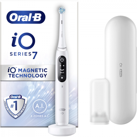 Periuta de dinti electrica Oral-B iO7 cu Tehnologie Magnetica si Micro-Vibratii, Inteligenta artificiala, Display led interactiv, Senzor de presiune Smart, Timer vizibil, 5 moduri, 1 capat, Suport rez [0]