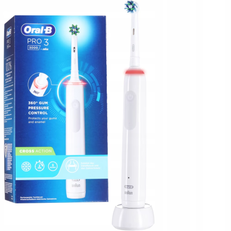Periuta de dinti, electrica, Oral-B PRO 3 3000 White Cross Action, Alb, 48000 miscari/minut, Cronometru [1]