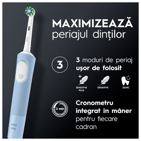 Periuta de dinti electrica Oral-B Vitality Pro, Curatare 3D, 3 programe, 1 capat, Albastru [3]