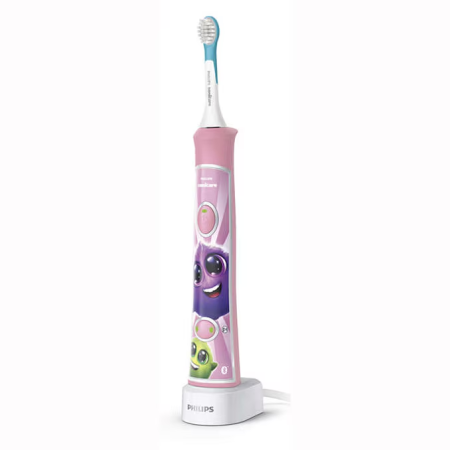 Periuta de dinti electrica pentru copii Philips Sonicare HX6352/42, 2 moduri de periaj, 2 niveluri de intensitate, 62.000 miscari/minut, contine 2 capete de periere: pentru 3 si 7 ani, 8 stikere, cone [2]