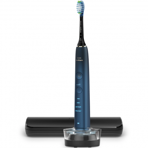 Periuta de dinti electrica Philips Sonicare DiamondClean 9000 HX9911/88, 62000 miscari/min, 4 moduri de curatare, 3 nivele intensitate, senzor presiune, functia BrushSync, aplicatie Sonicare, wireless [1]