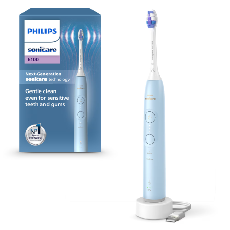 Igiena Orala - Periuta de dinti electrica Philips Sonicare HX7406/01, 62.000 miscari/minut, autonomie 21 zile, 2 moduri de periere, 3 intensitati, senzor presiune luminos, functia BrushSync, capat de periere Sensiti