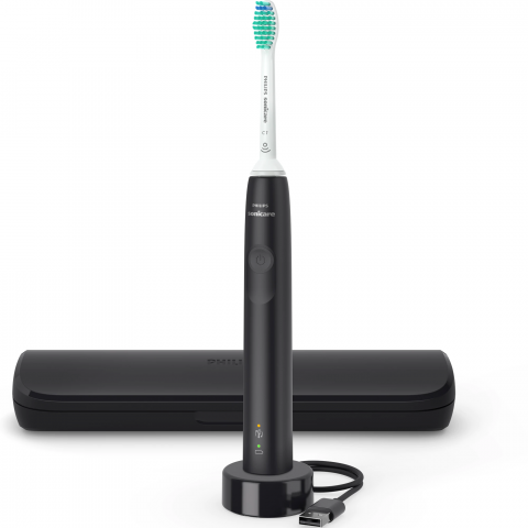 Igiena Orala - Periuta de dinti sonica electrica Philips Sonicare Seria 3100 HX3673/14, 31000 miscari/minut, 1 mod de curatare, senzor presiune, functia BrushSync, 1 cap de periere, Negru