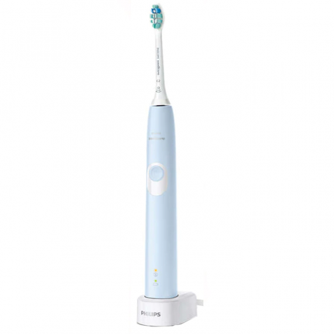Igiena Orala - Periuta electrica sonica Philips Sonicare ProtectiveClean HX6803/04, 62000 miscari/minut, 1 mod de curatare, 2 intensitati, senzor presiune, functie BrushSync, 1 cap de periere, Albastru deschis