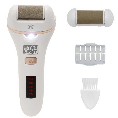 Aparate Cosmetice - Pila electrica pentru talpi si calcaie Star-Light FCL-2400DWH, Lumina, 2 trepte de putere, 2000 RPM, Acumulator 1200 mAh, Rezistent la apa, Alb